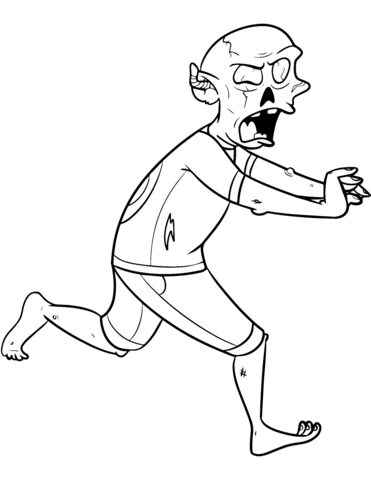 Running Zombie Coloring Page